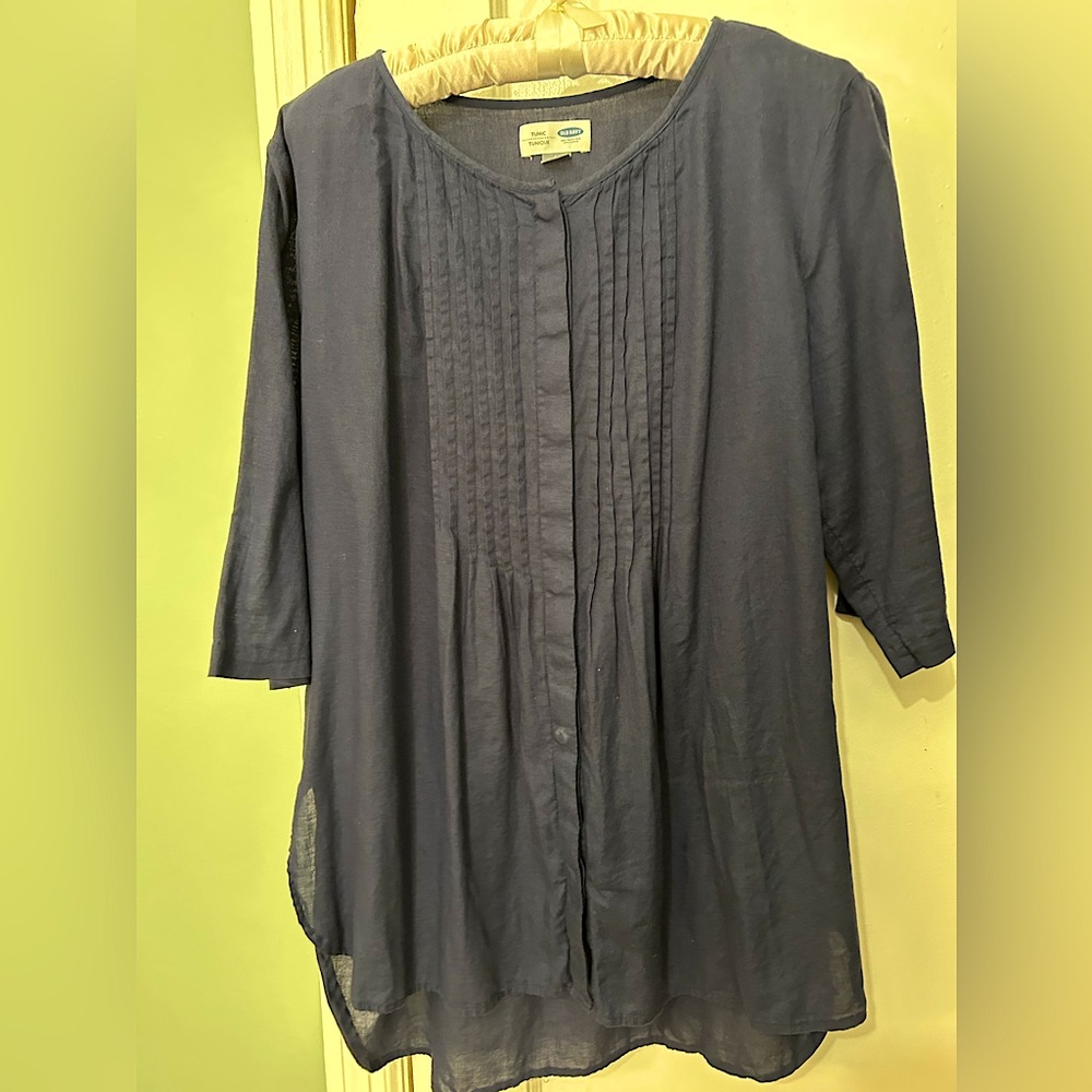 EUC women’s Old Navy cotton long sleeve lightweight button tunic Sz Large